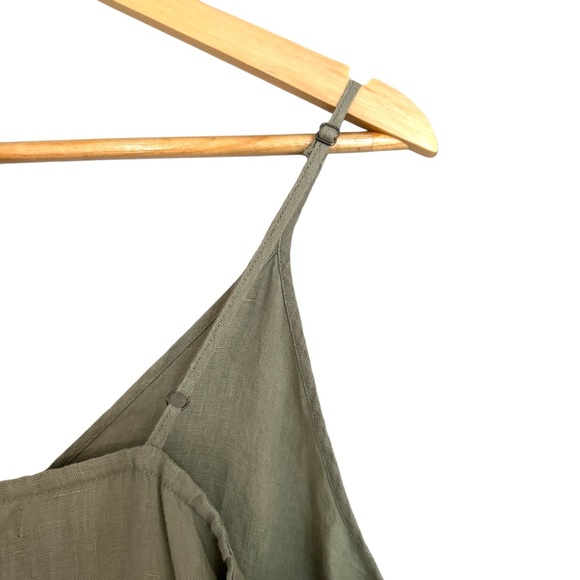 Dolma Sage Green V-Neck Sleeveless Kiko Linen Slip Midi Dress Large NWT - Picture 9 of 9